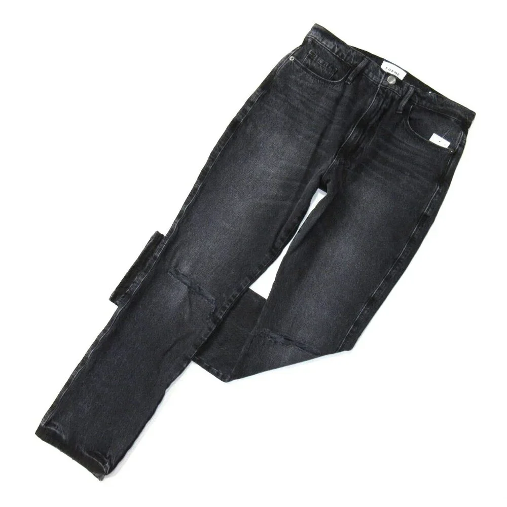 NWT FRAME Le Sylvie Slender Straight in Wilkinson Rips High Rise Jeans 32